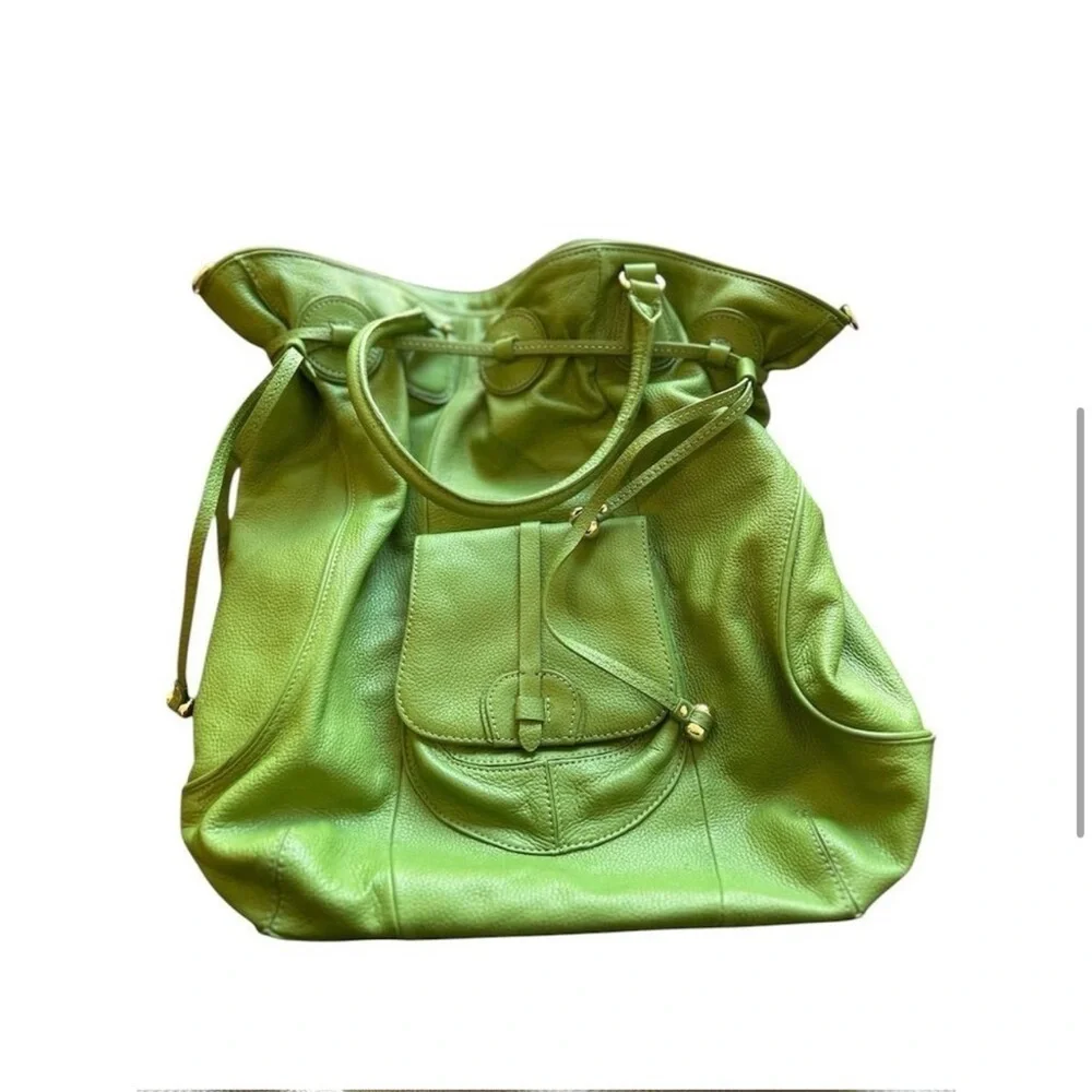 Isaac Mizrahi Vibrant Green Leather Hobo Bag - Picture 11 of 15